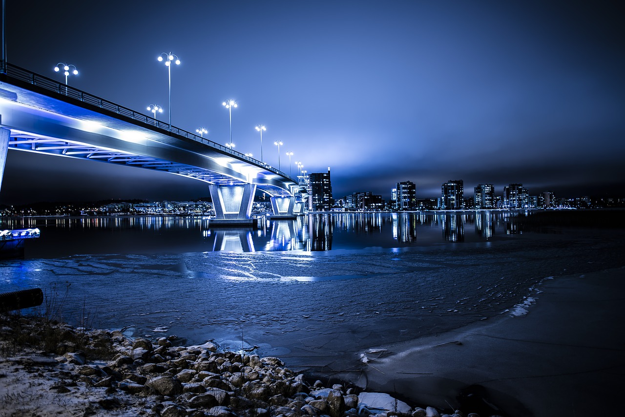 Image - architecture blue blur bridge