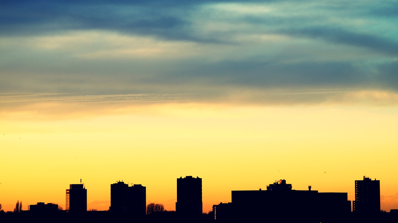 Image - architecture backlit buildings city