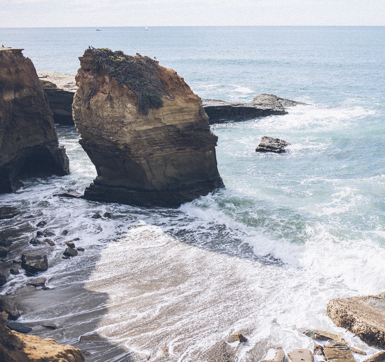 Image - beach cliff coastal foam landscape