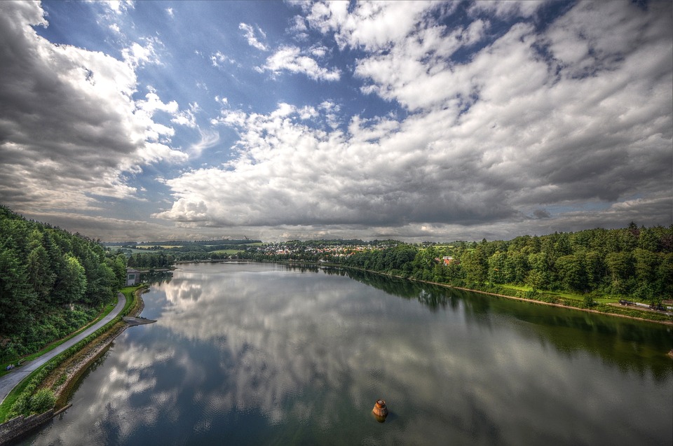 Image - clouds lake landscape sky water