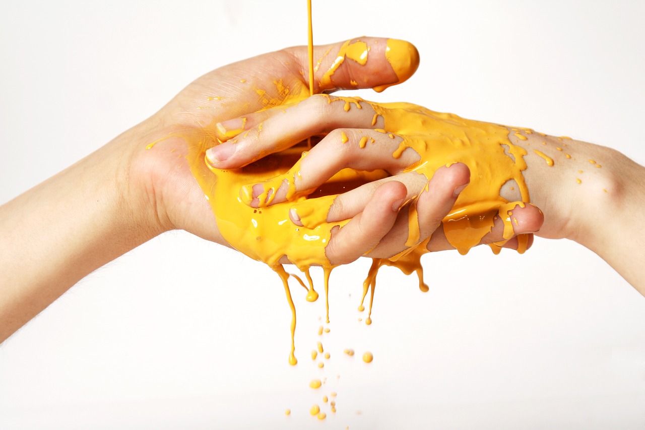 Image - color paint yellow hands art