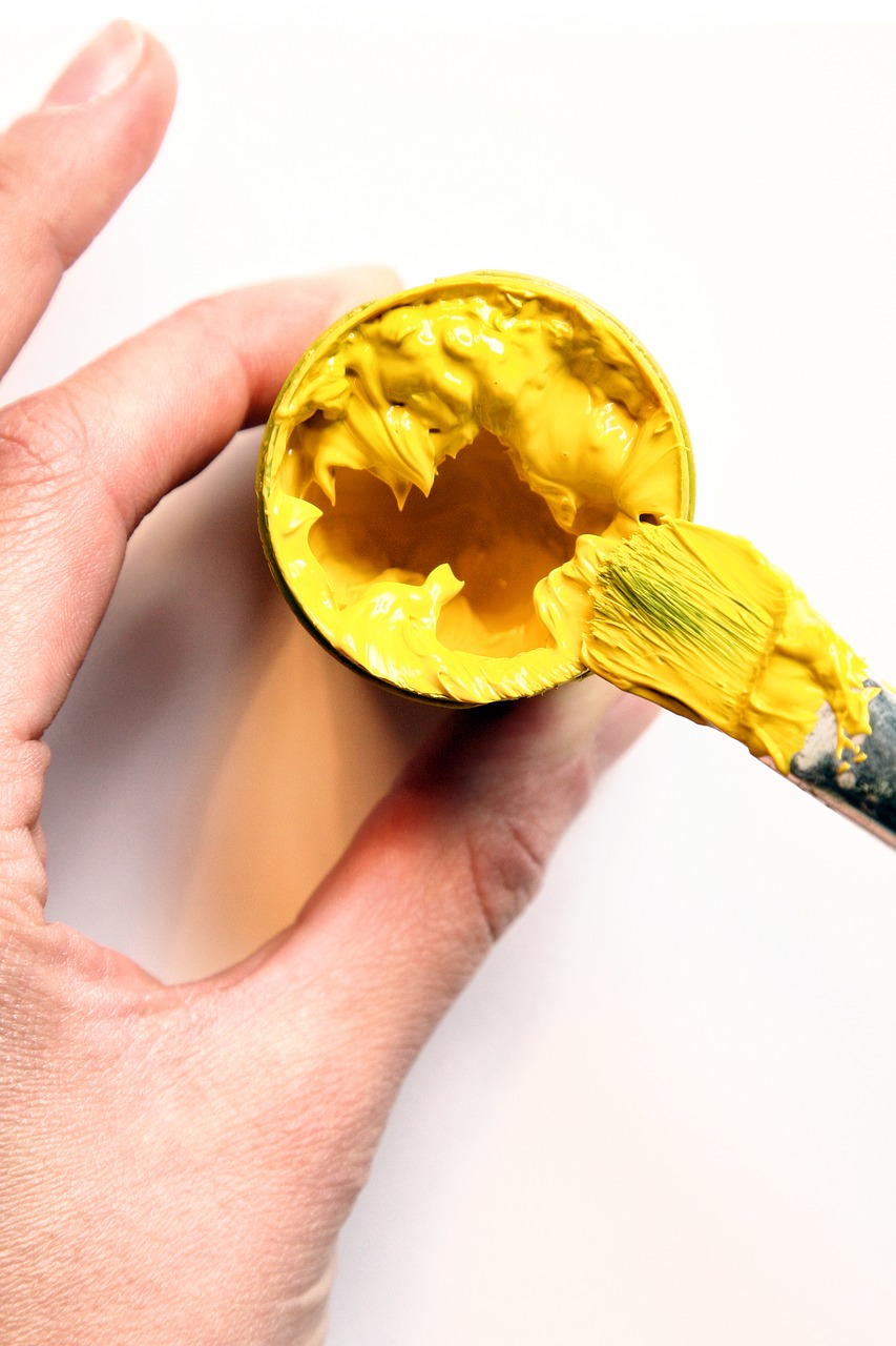 Image - color paint yellow hand brush