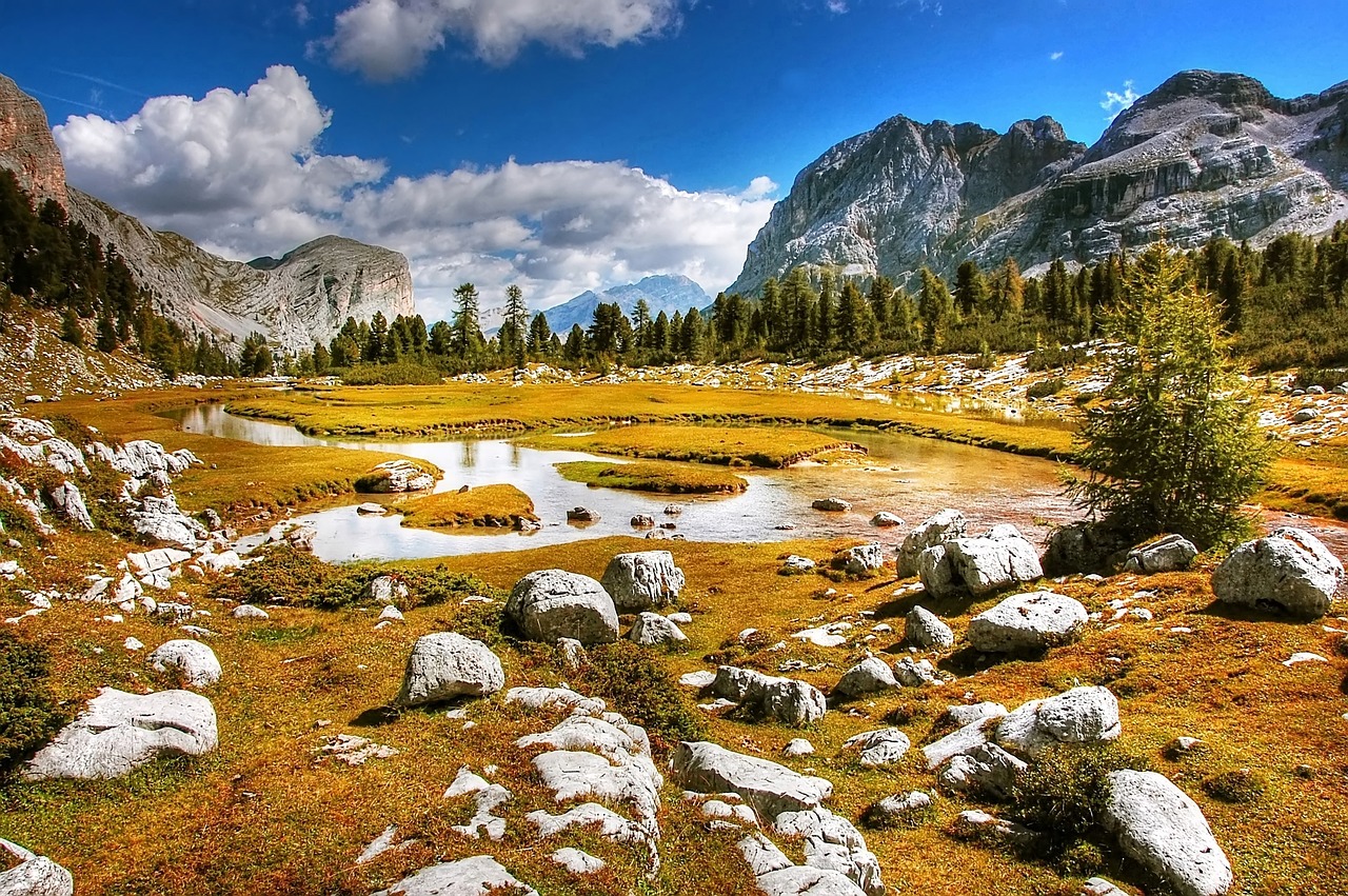 Image - dolomites mountains river lake