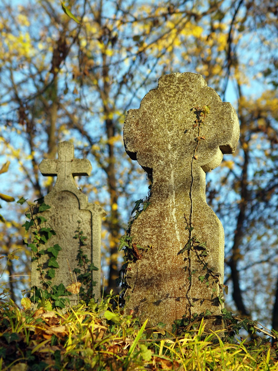 Image - cemetery mood grave cross autumn