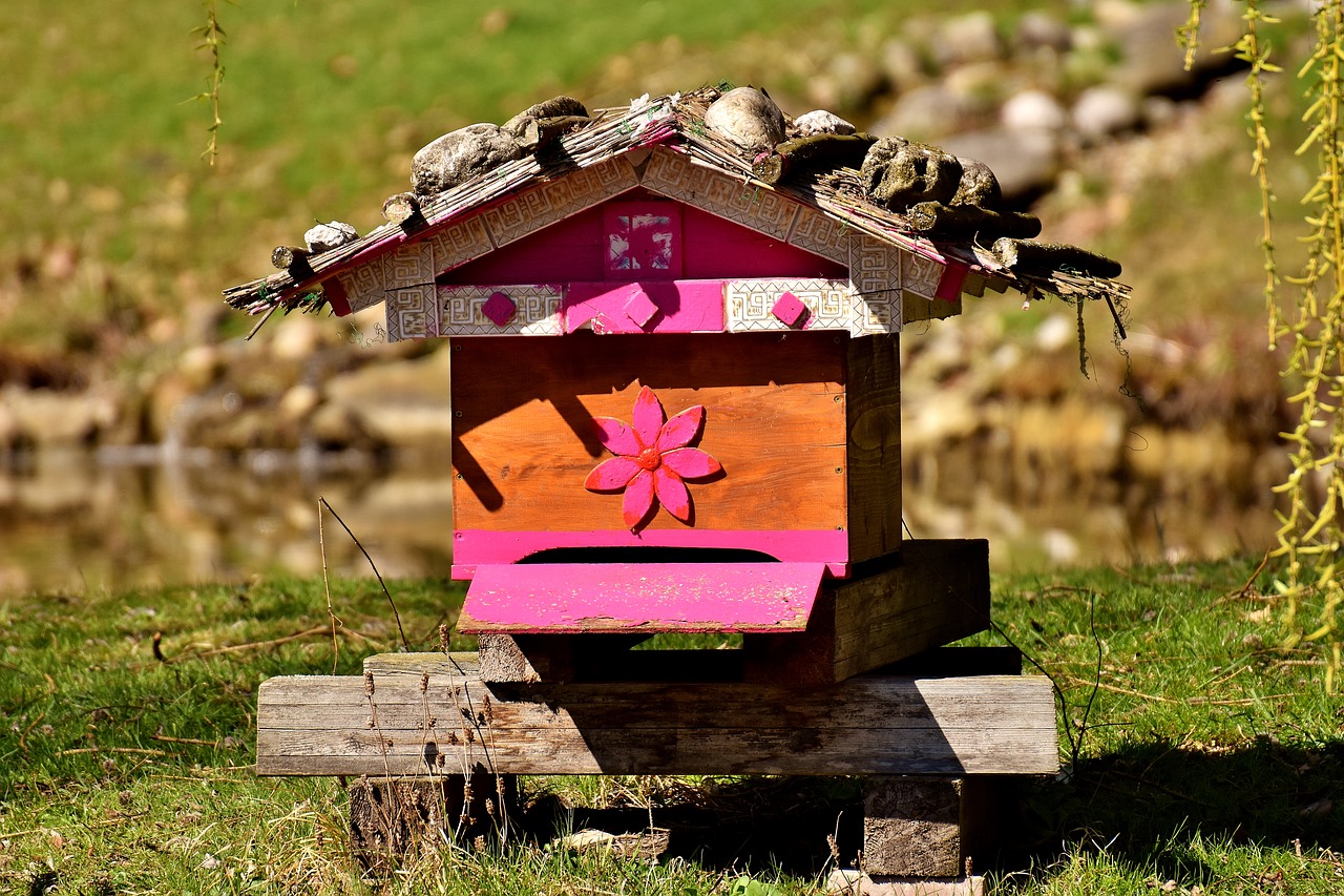 Image - beehive bees wood colorful