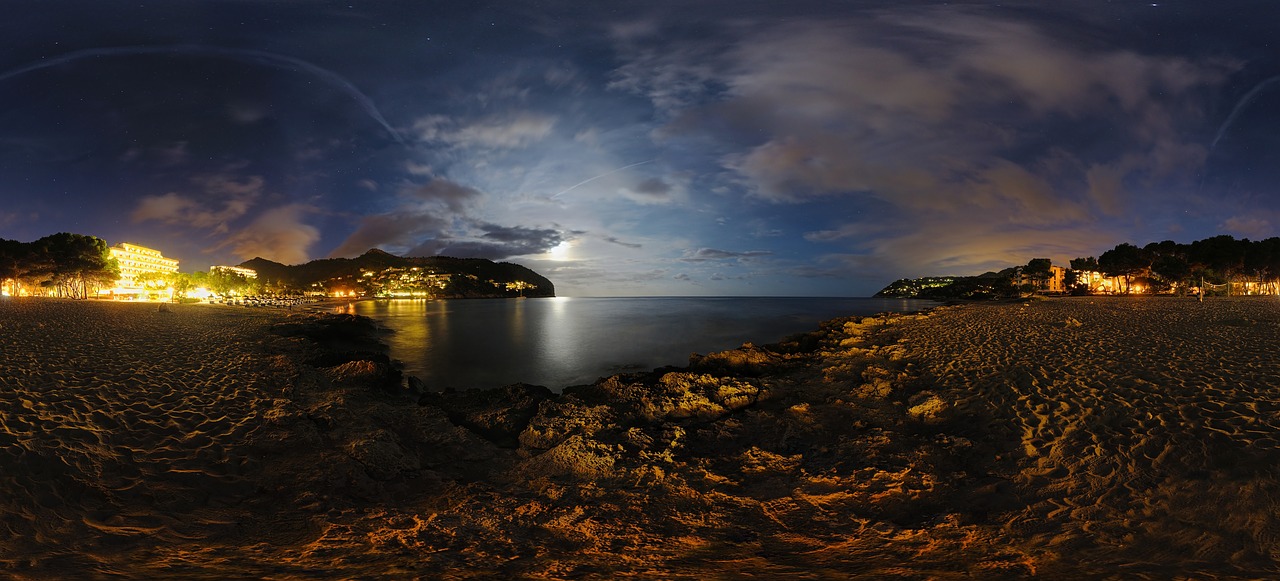 Image - mallorca panorama night sea rock