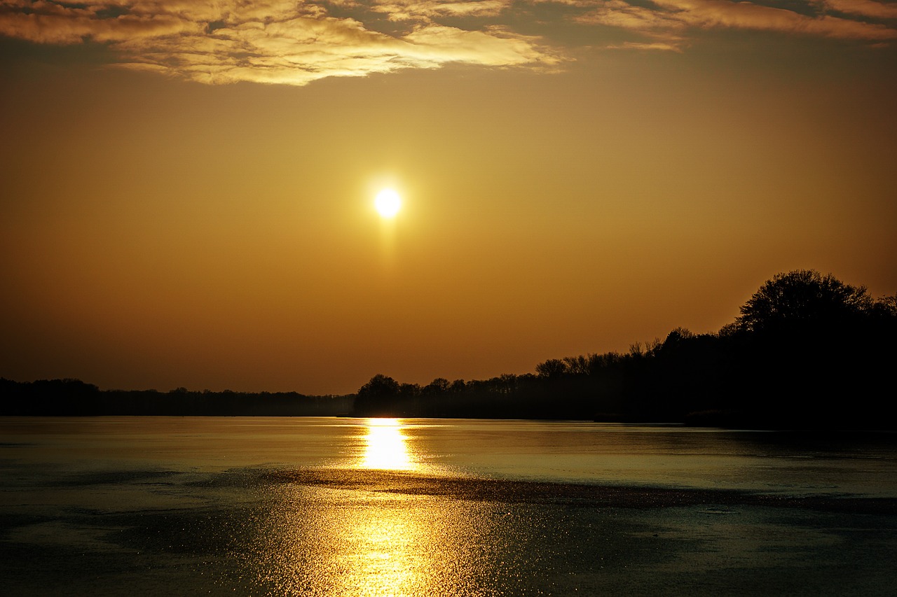 Image - sunset lake abendstimmung nature