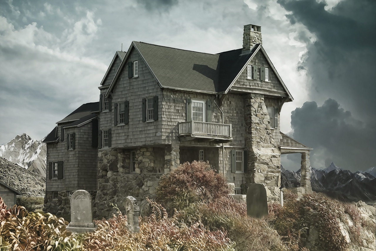 Image - house cemetery haunted house