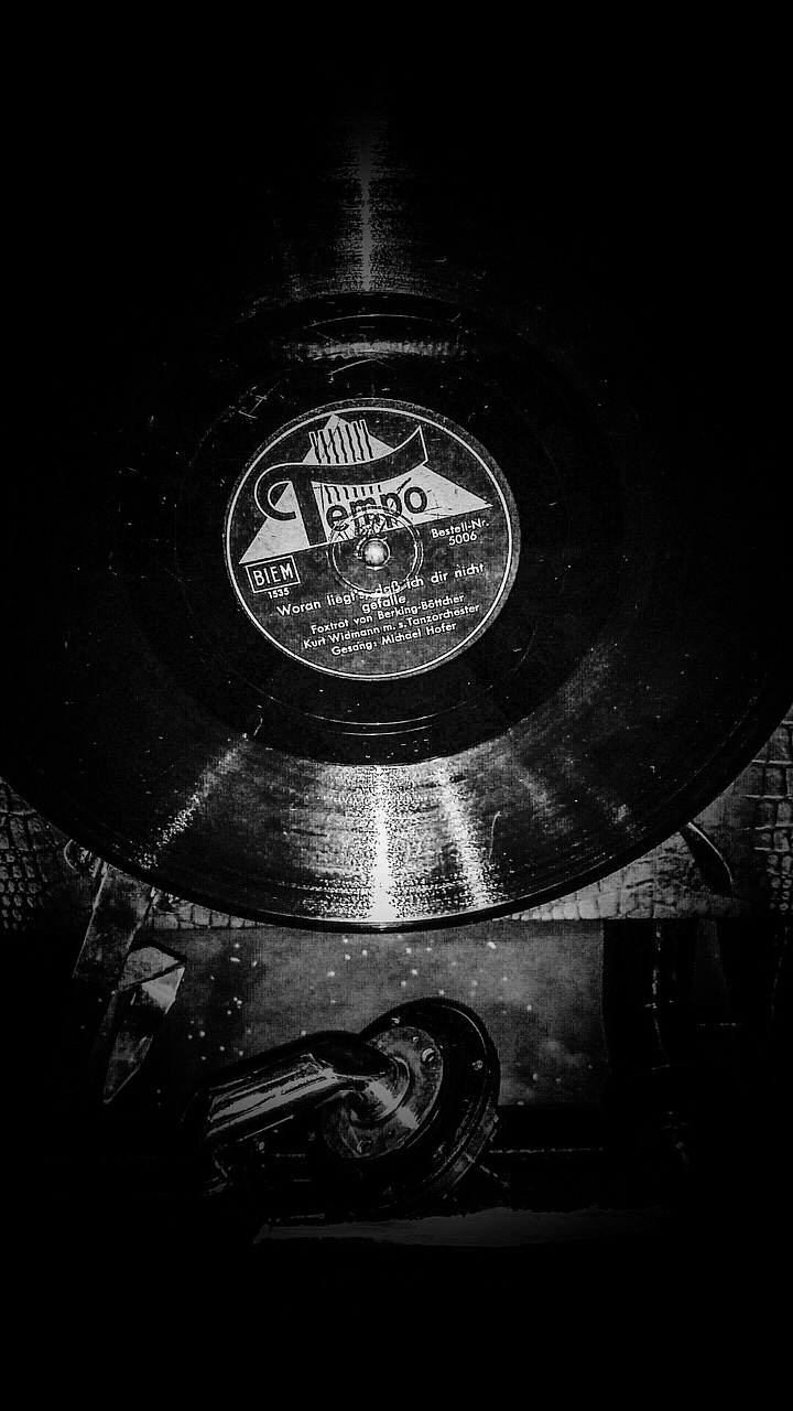 Image - music record records black white