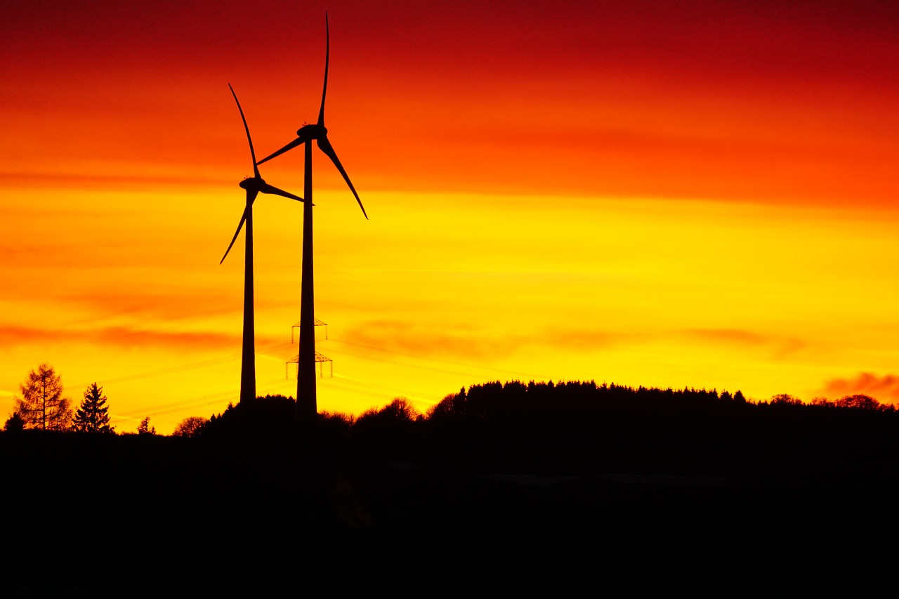 Image - windmill afterglow sunset