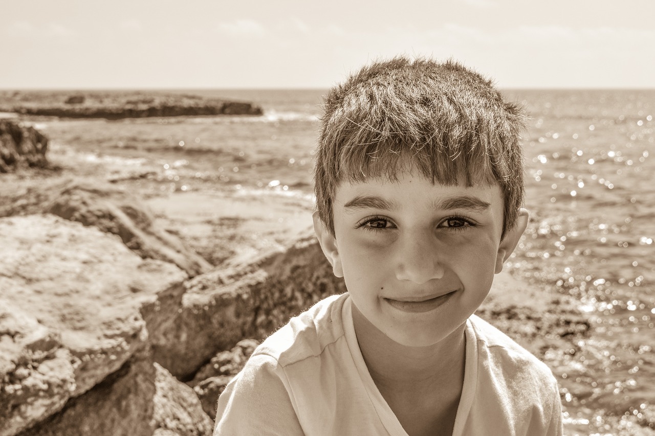 Image - boy sea smile happy portrait