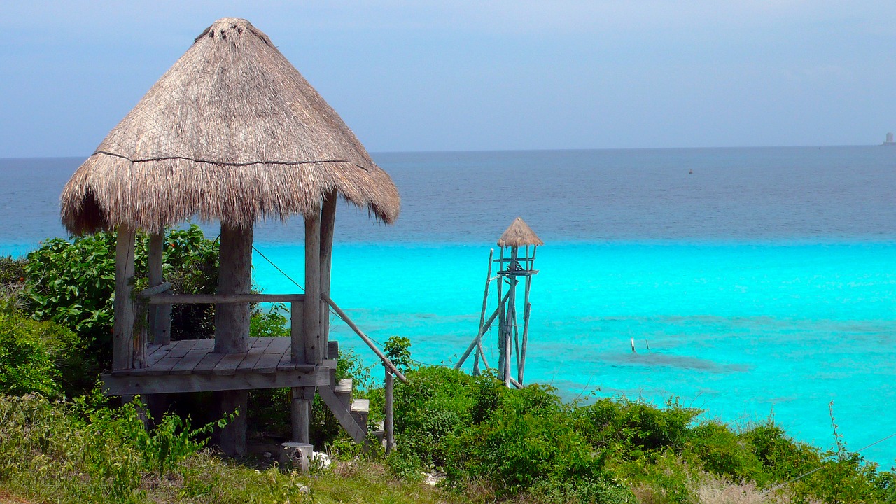 Image - ocean hut blue sea tropical