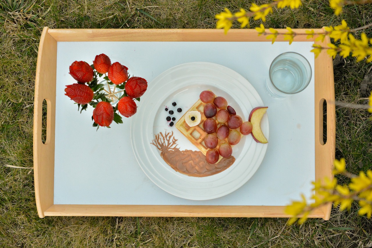 Image - breakfast creative fish fruit rose