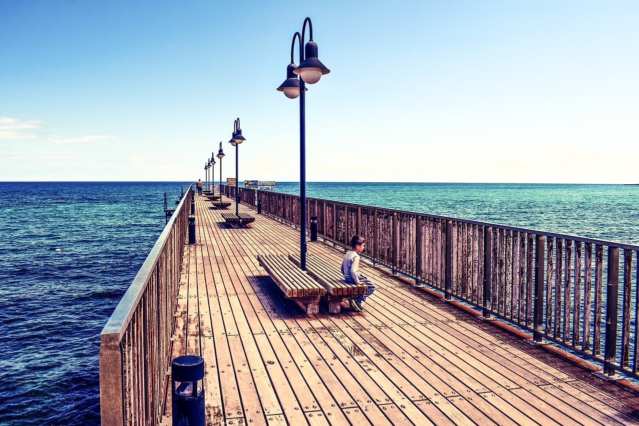 Image - pier dock wooden sea horizon quay