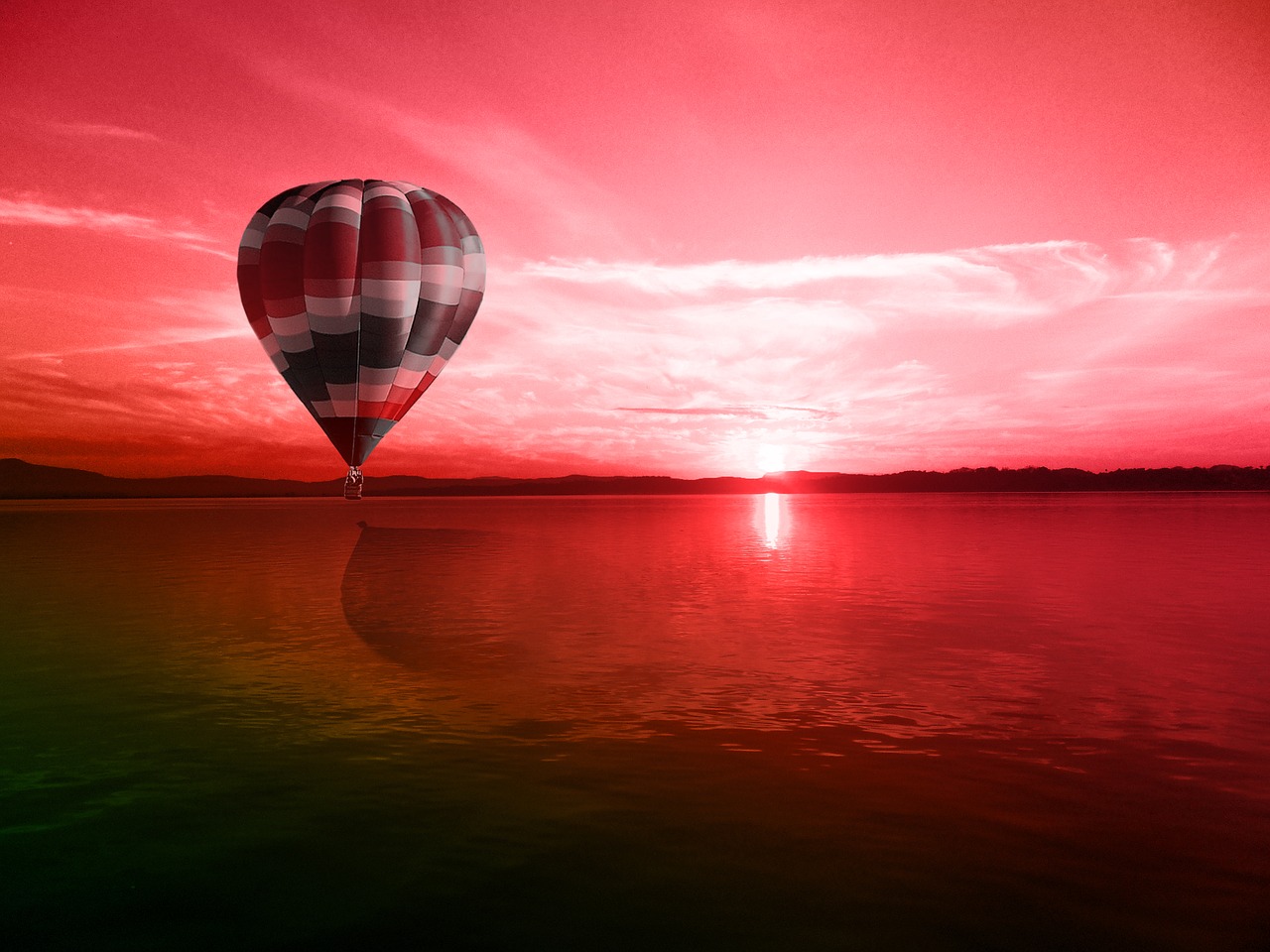 Image - balloon red mar sunset romantic