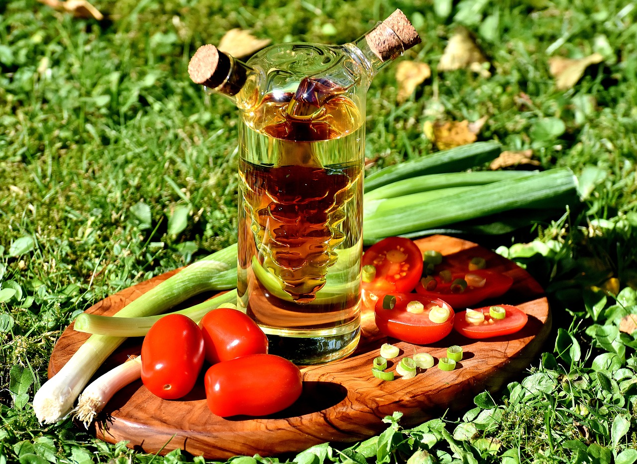 Image - tomatoes spring onions vinegar oil