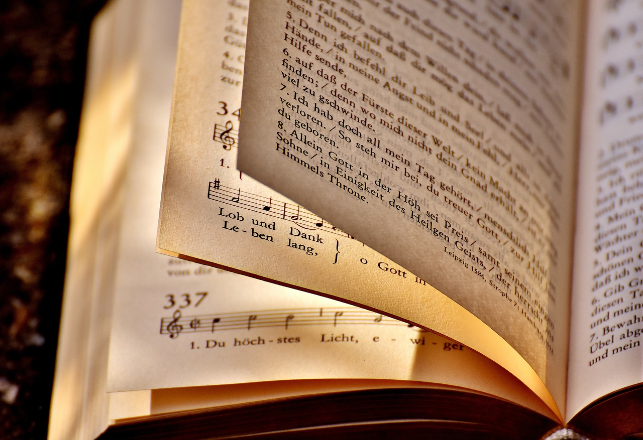 Image - hymnal book pitched church