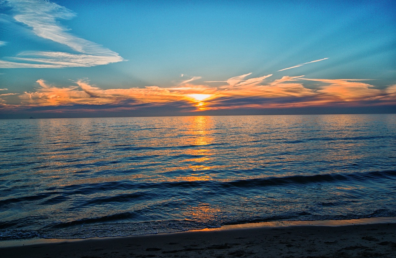 Image - setting sun beach sea sunset