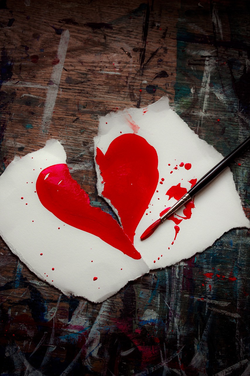 Image - broken heart red heart love broken