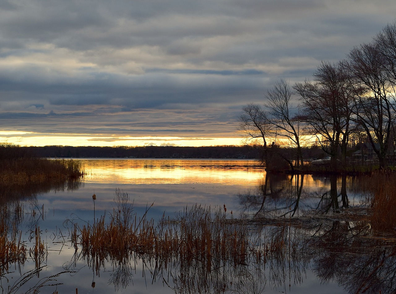 Image - sunrise lake water nature