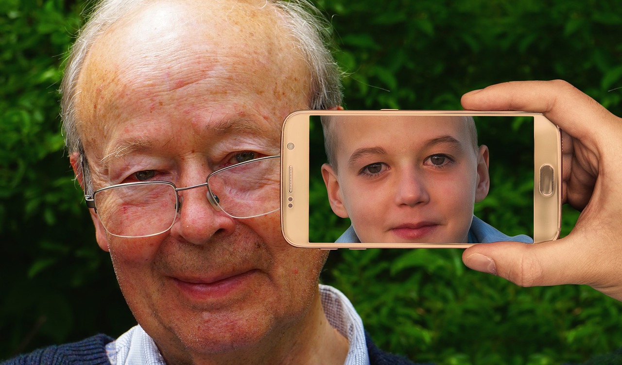 Image - youth age smartphone face man old