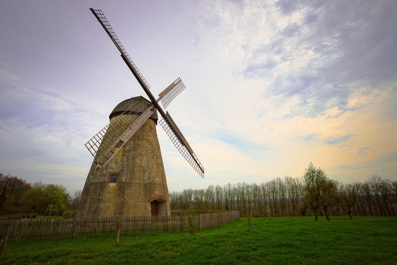 Image - windmill clouds sky lonely weather