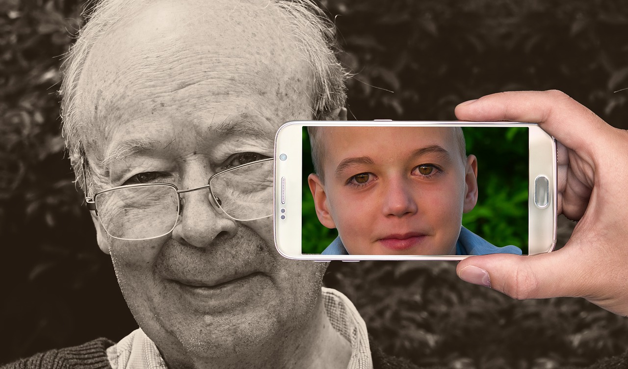 Image - youth age smartphone face man old