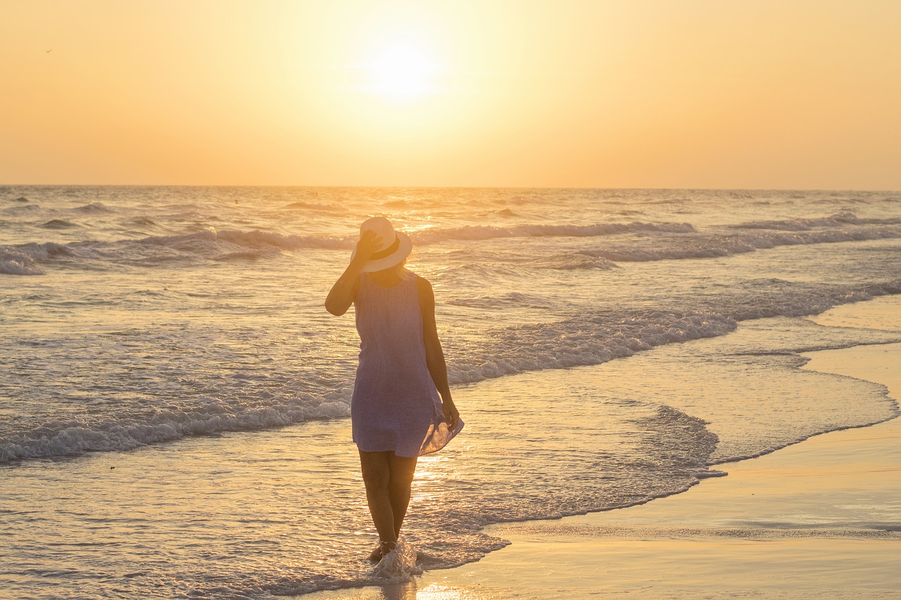 Image - sunset beach walk seaside vacation