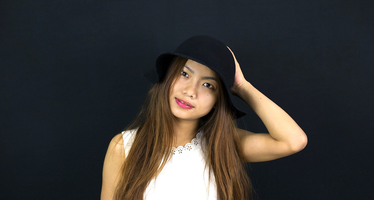 Image - girl asian model hat pretty woman