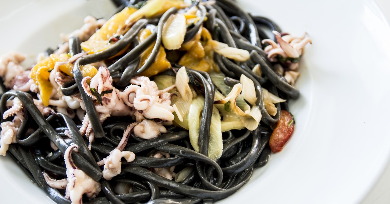 Image - black linguine seafood pasta