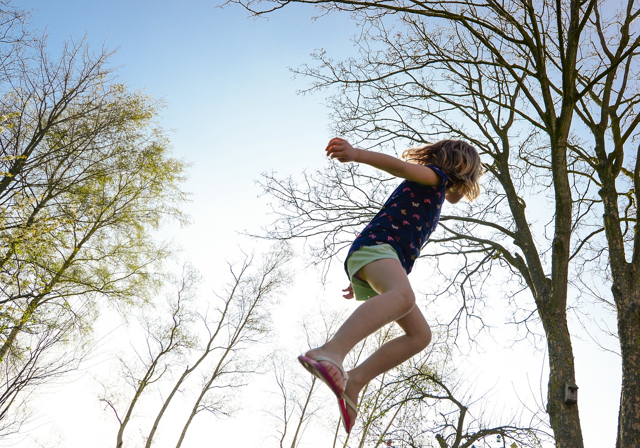 Image - trampoline girl play jump fun