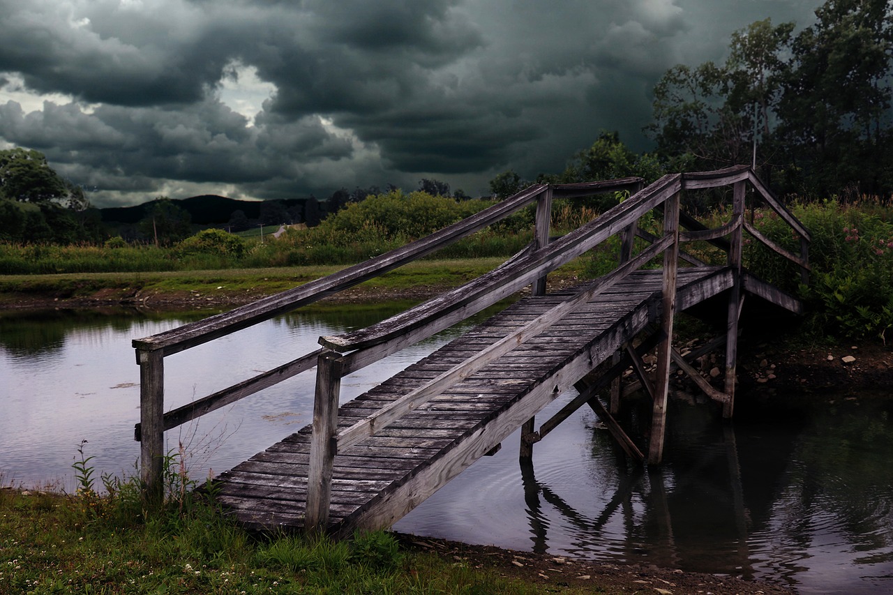 Image - storm bridge clouds dark old