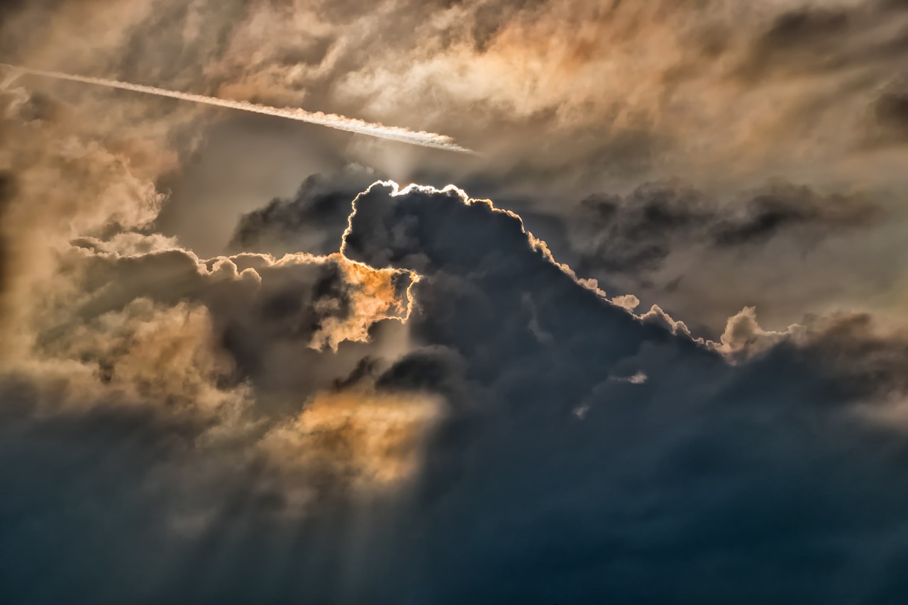 Image - sky clouds sun rays dark