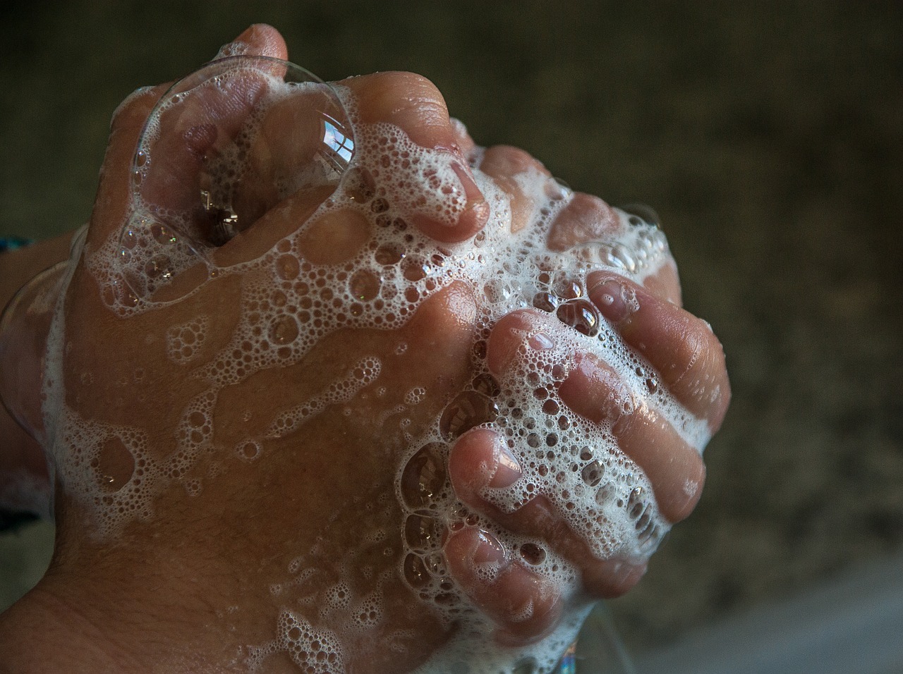 Image - hands soap bubbles hygiene wash