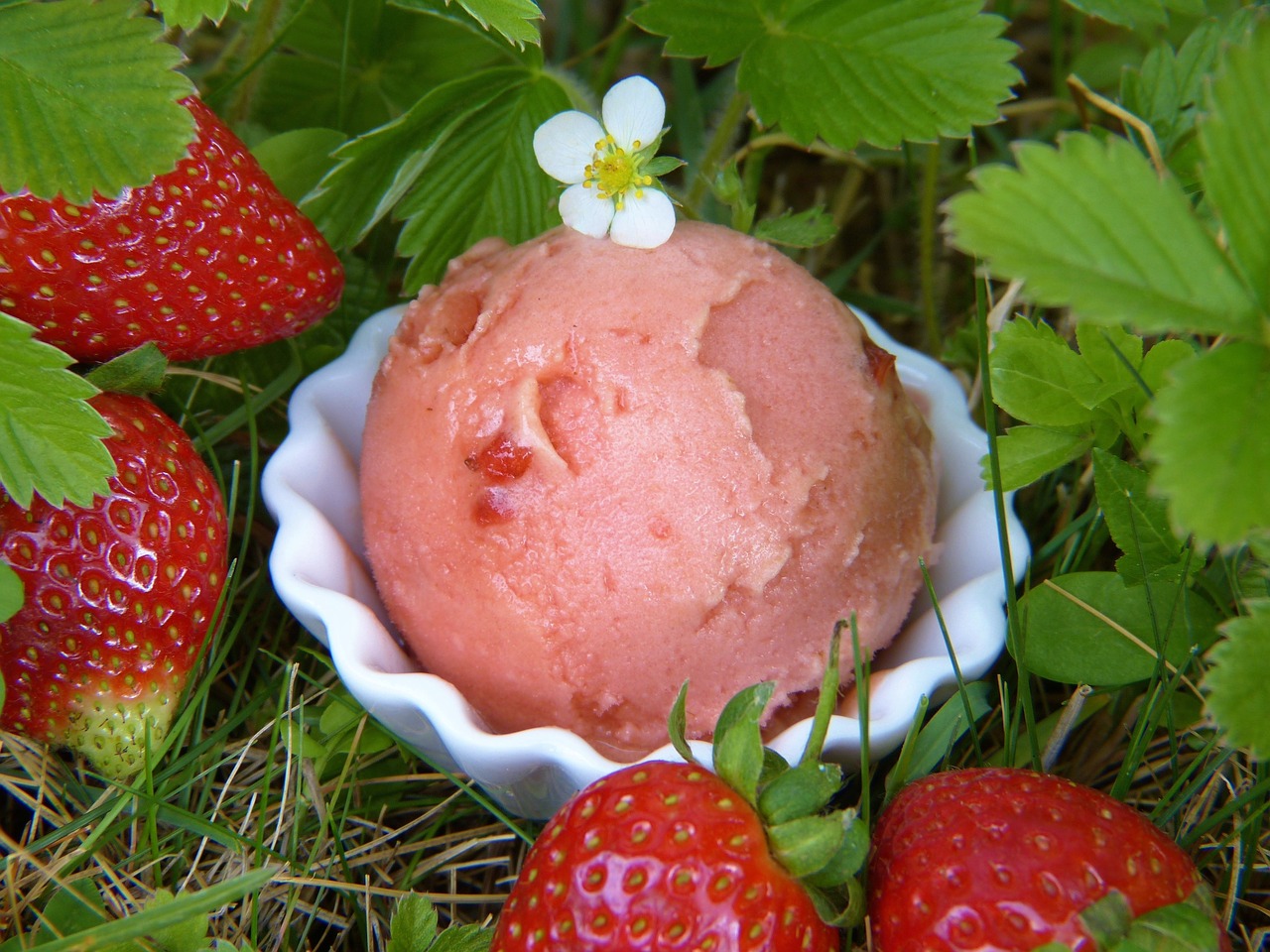 Image - strawberry ice cream strawberries