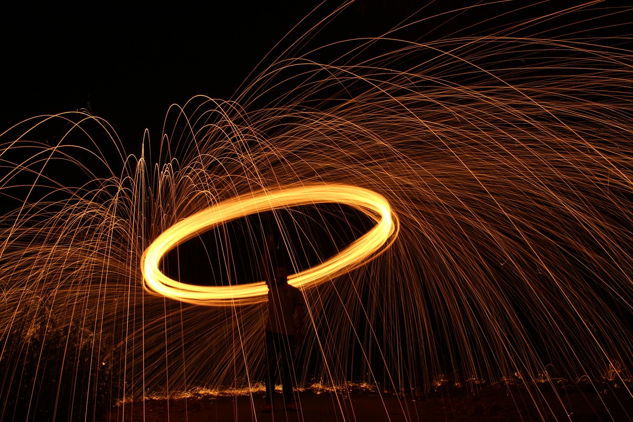 Image - steel wool lights fireworks circle