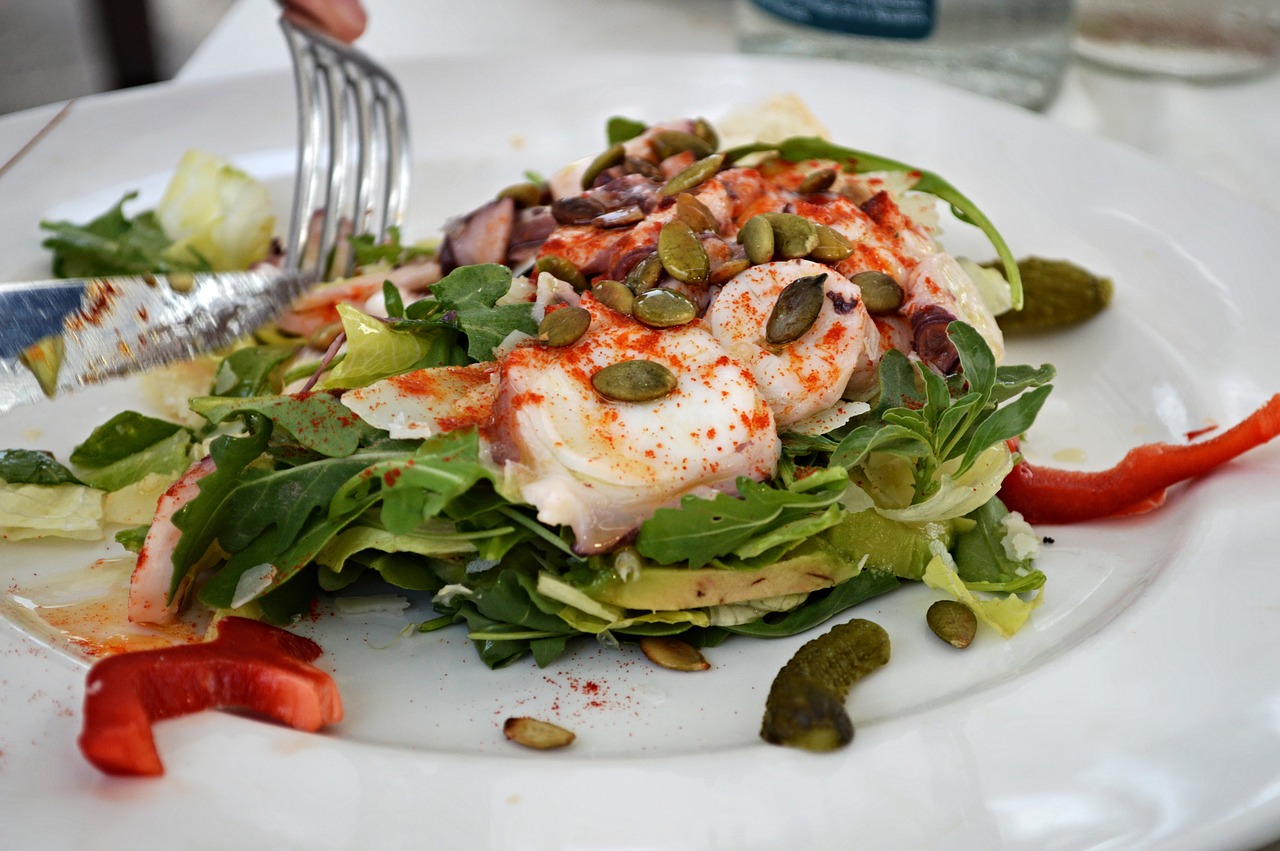 Image - shrimps dish salad cuisine meal