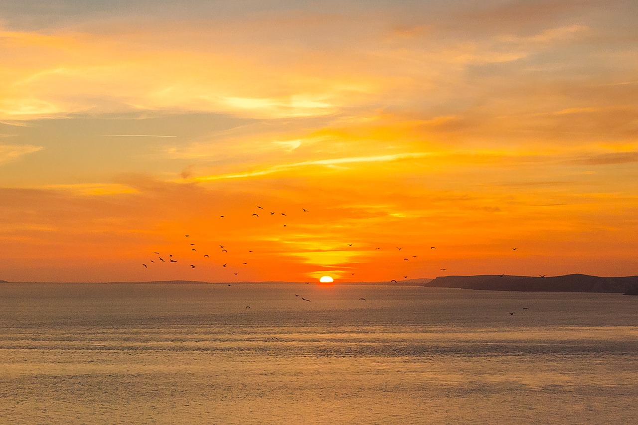 Image - sunset dorset ocean england