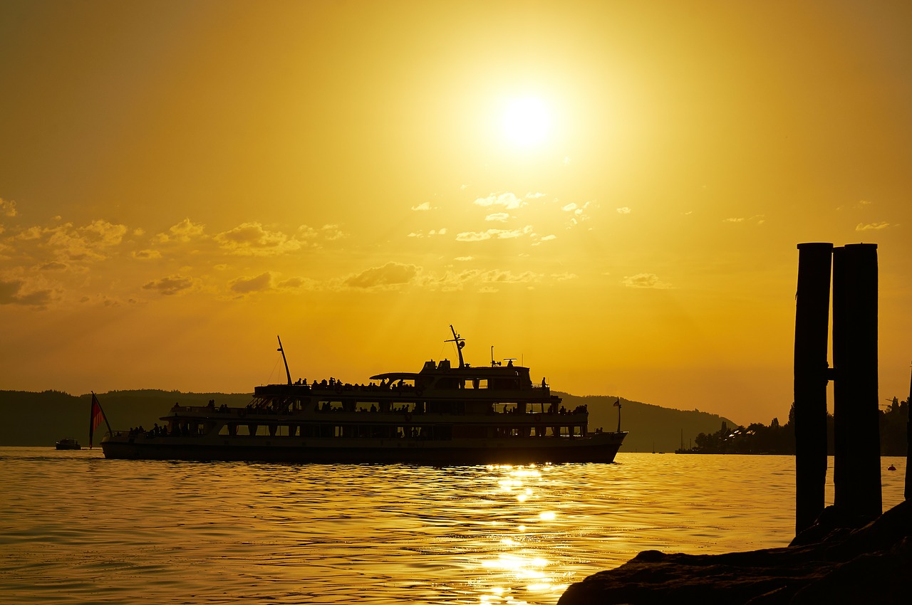 Image - ship sun port coast water germany