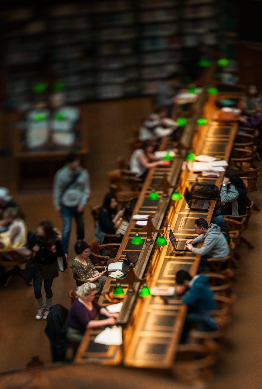 Image - library people study desk studying