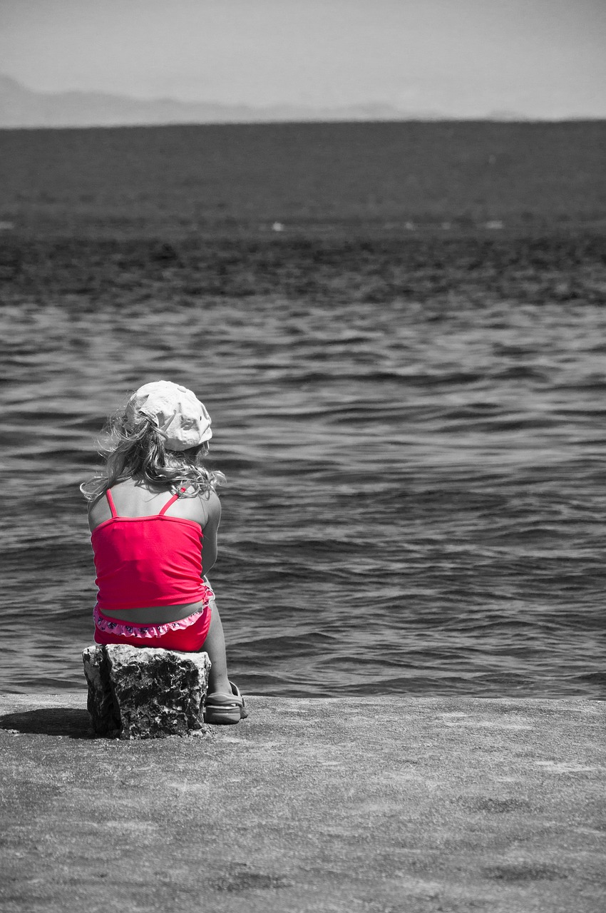 Image - art waiting water child