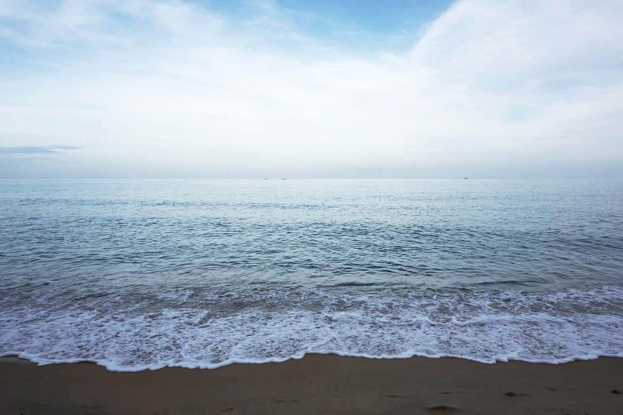 Image - beach sky surf sea foam wave