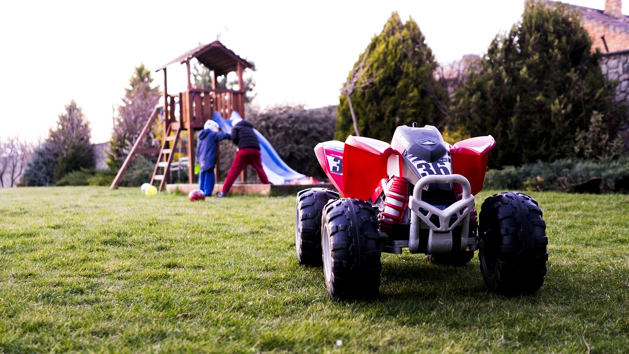 Image - toy motorbike outdoors course lawn