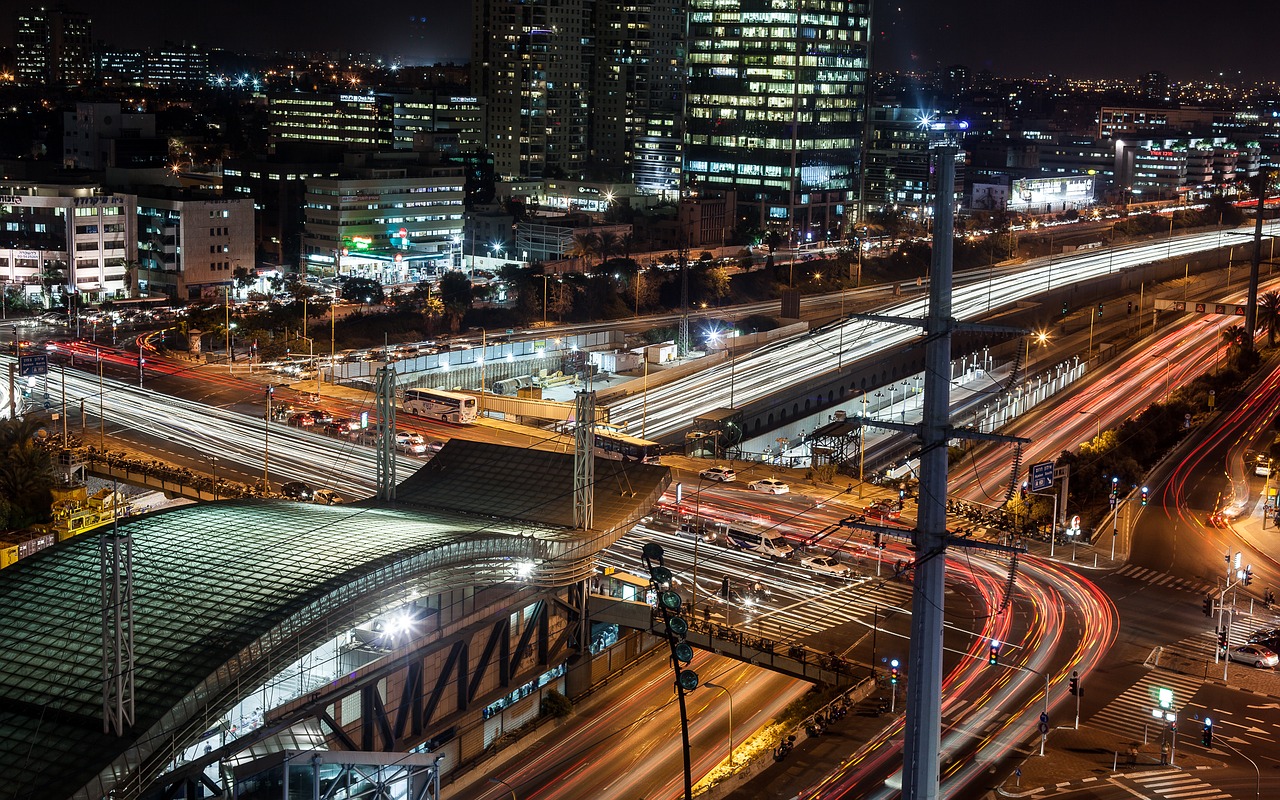 Image - tel aviv trainstation night israel