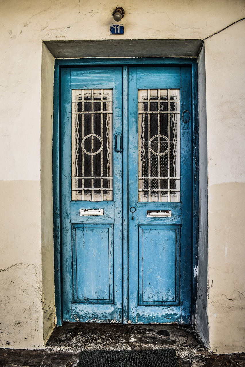 Image - door old traditional wooden blue