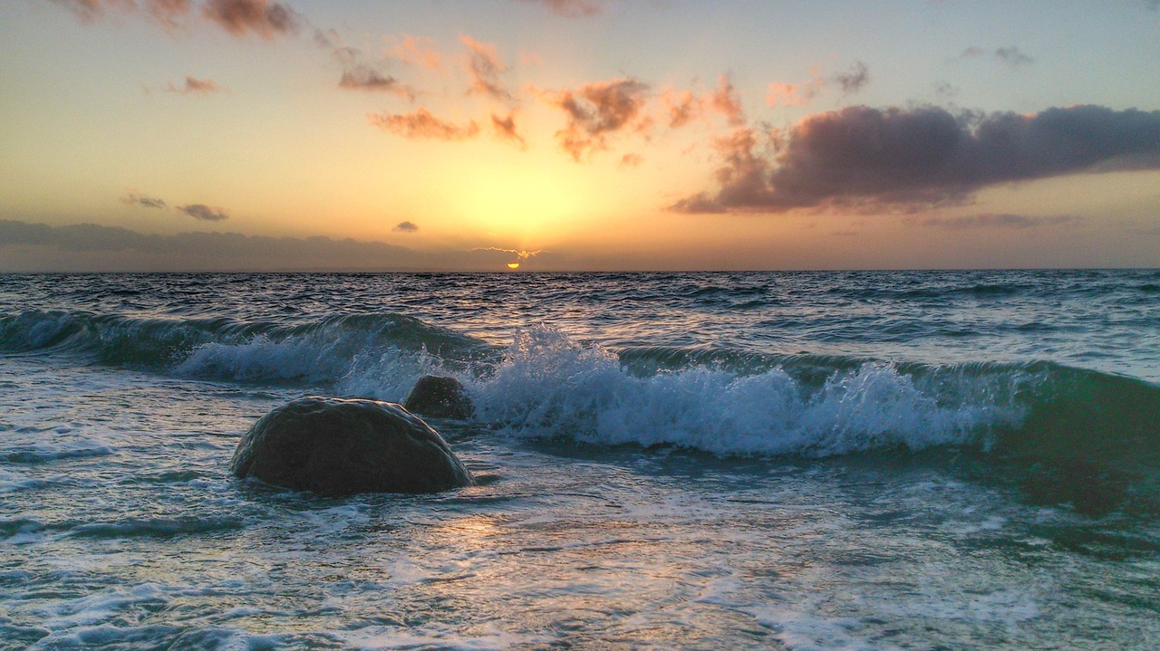 Image - sunset sea beach clouds baltic sea