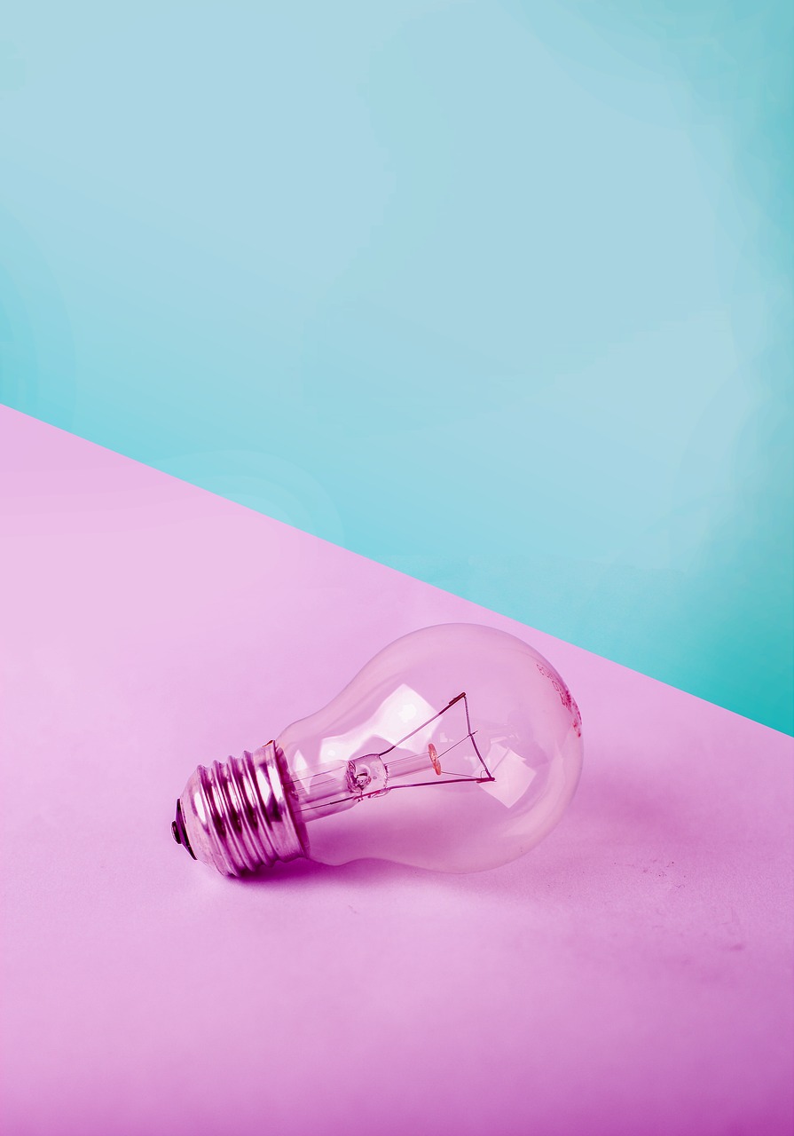 Image - bulb rosa blue colors background