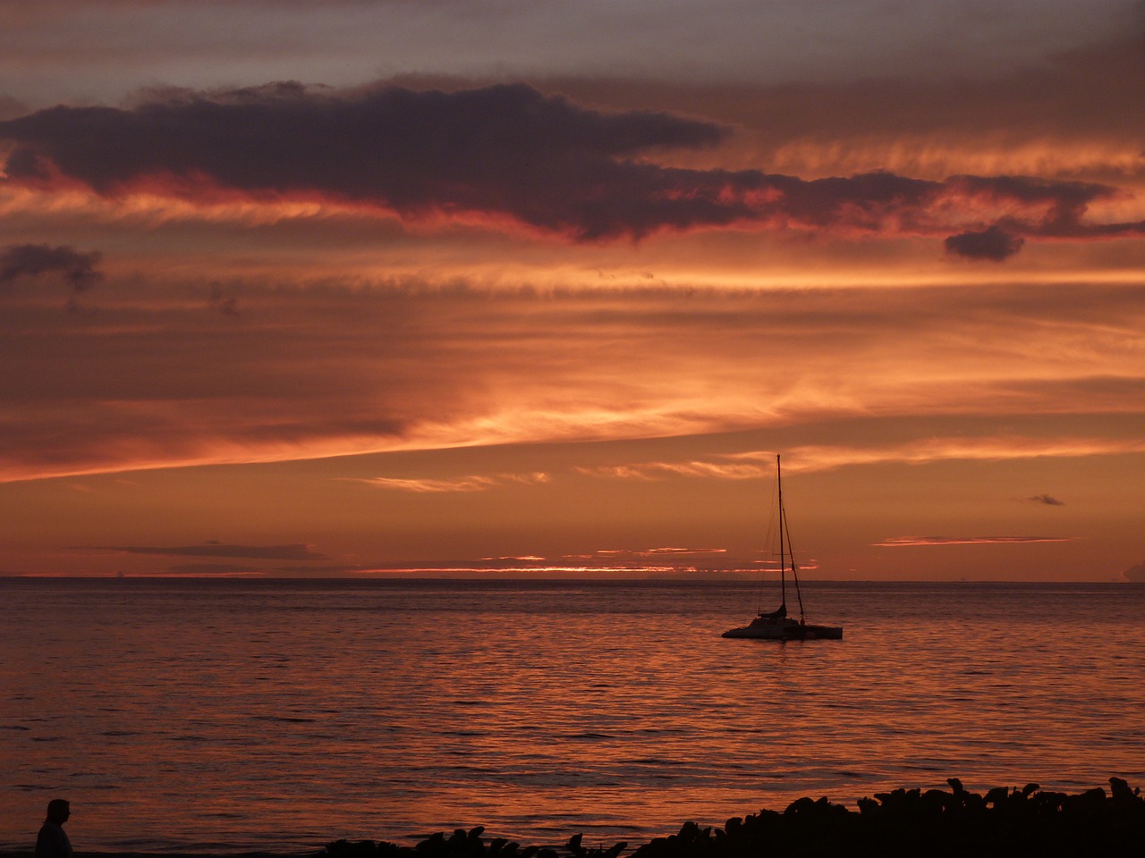 Image - maui sailboat sunset water sea