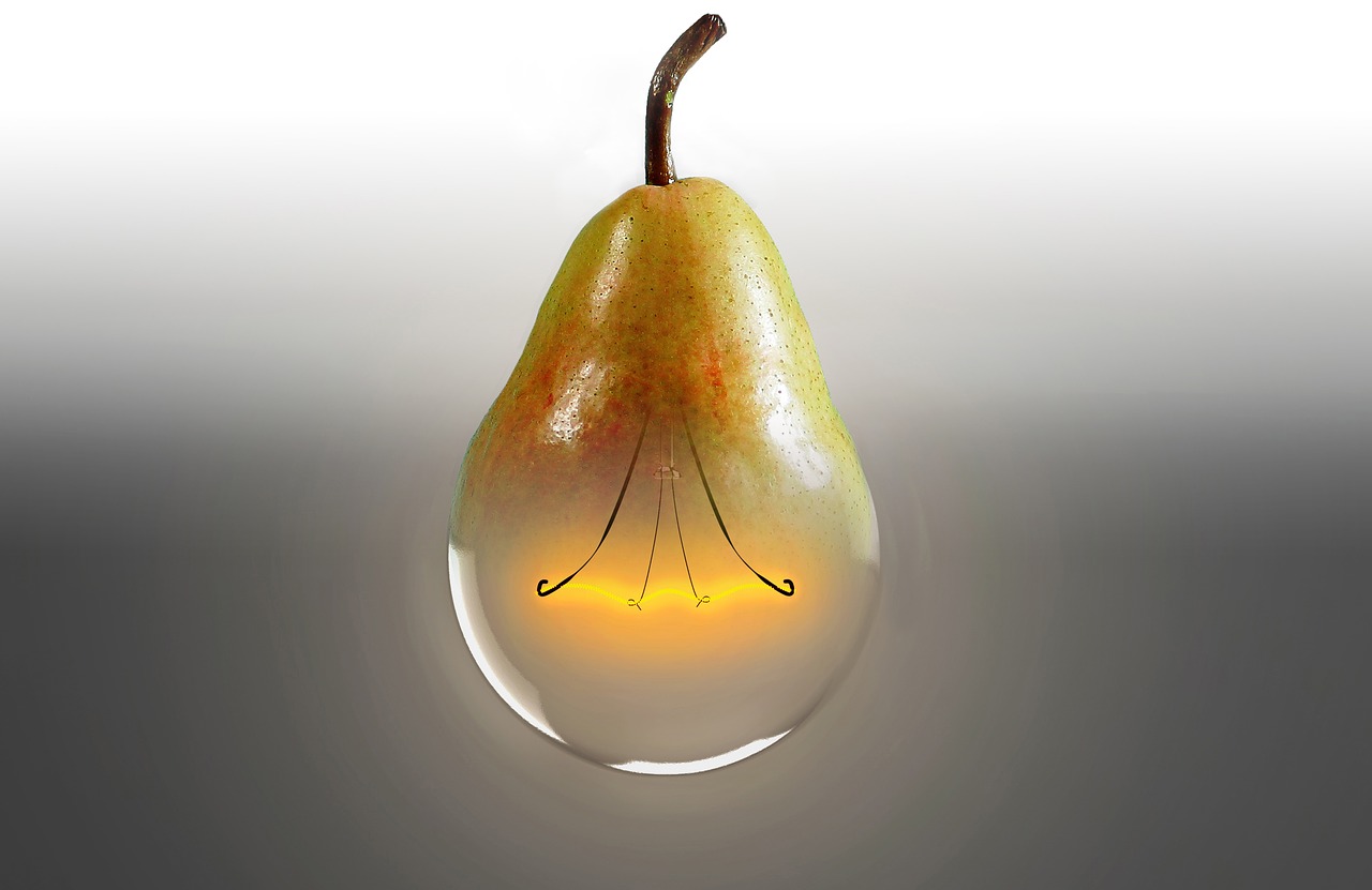 Image - pear light bulb bioglühbirne idea