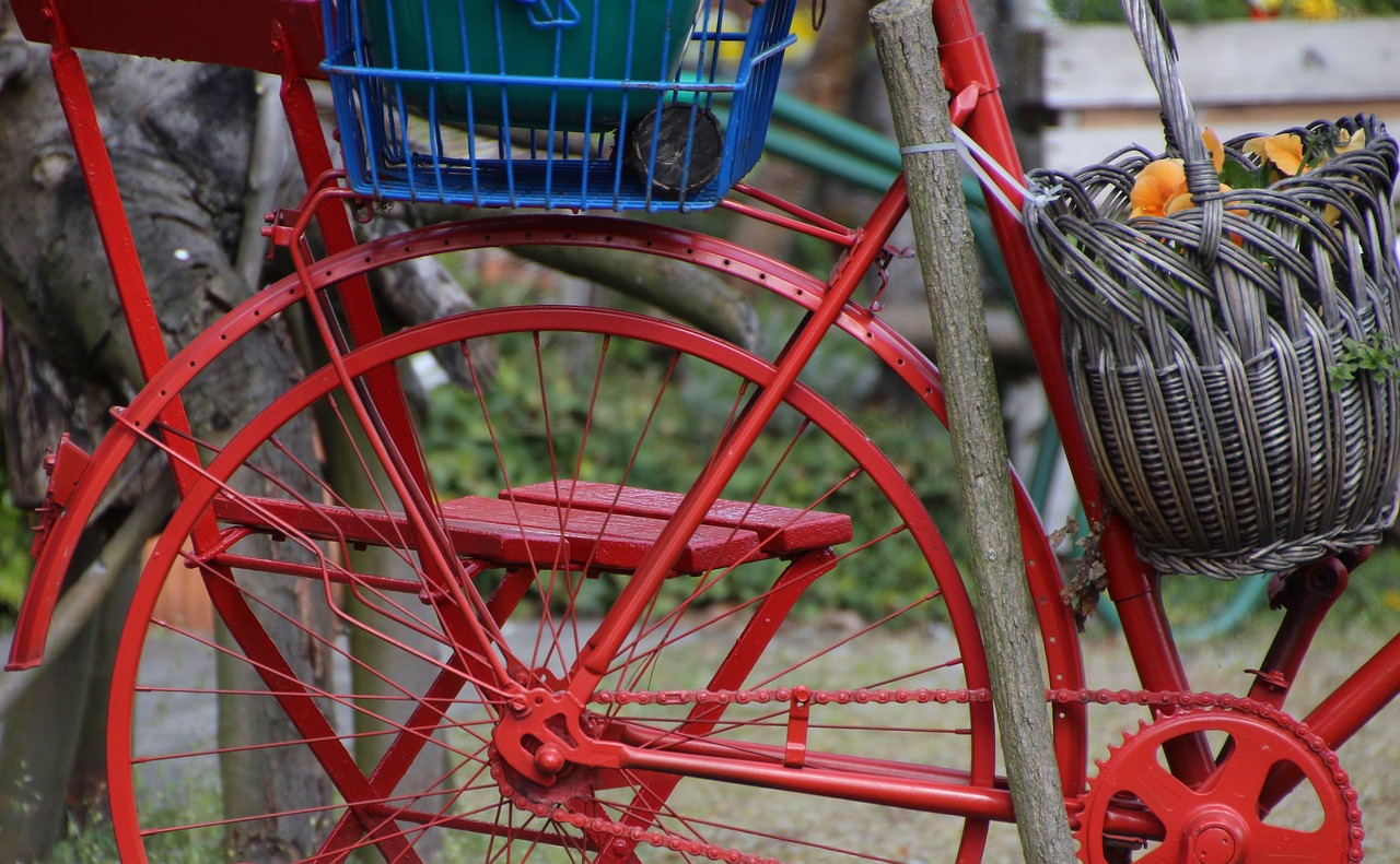 Image - bike old red turned off deco